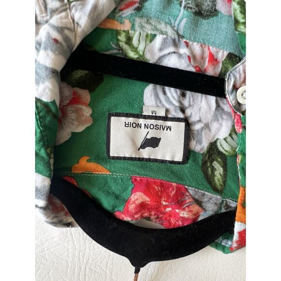 Maison Noir Button Down Shirt Men's Size Medium Floral Hawaiian Summer - Picture 2 of 7